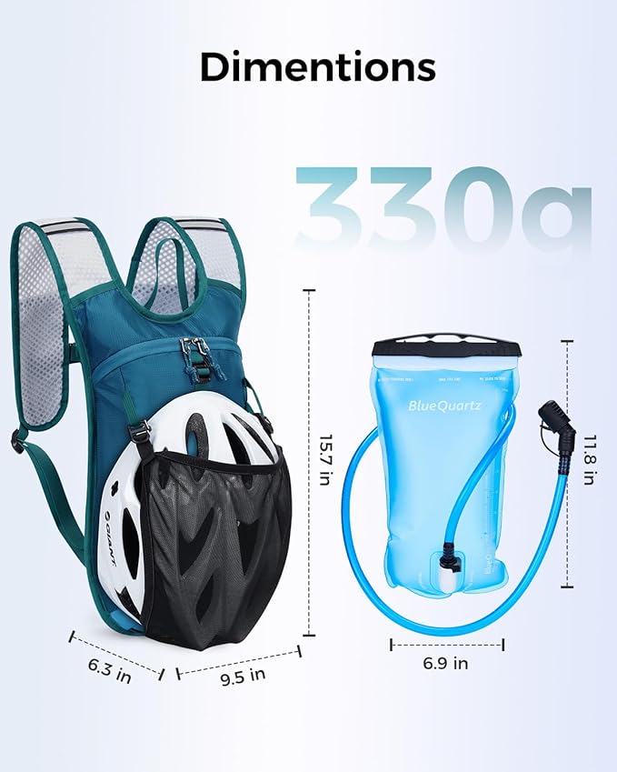 Blue Quartz Hydration Backpack with 2L Water Bladder, Hiking Water Pack with Insulated Compartment for Women Men, Lightweight Running Hydration Vest with Phone Pocket for Cycling, Biking