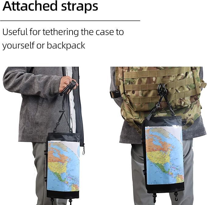 KOSIBATE Map Case, Waterproof Military Hiking Map Pouch Holder with Clear Window & Lanyard