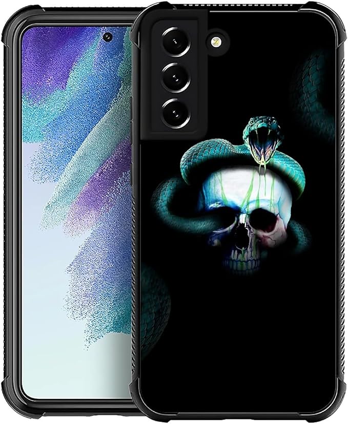 for Samsung Galaxy S22 Case, Skeleton Winding Snake Pattern Graphic Design Girl Boy Soft Silicone Hard Acrylic Shock Protection for Samsung Galaxy S22
