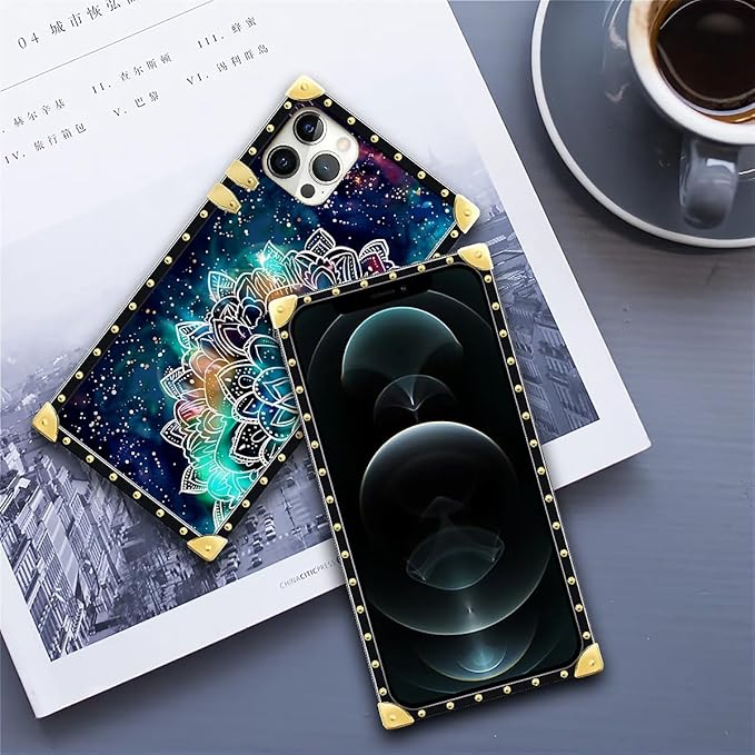 Compatible with iPhone 11 Pro Max Case, Starry Sky Colourful Mandala Luxury Golden Decoration for Girl Women Soft TPU Shockproof Protective Hard PC Back for iPhone 11 Pro Max