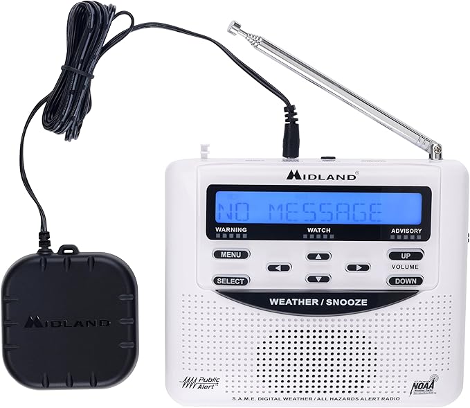 Midland - NOAA Emergency Radio Bundle with Strobe Light and Pillow Shaker