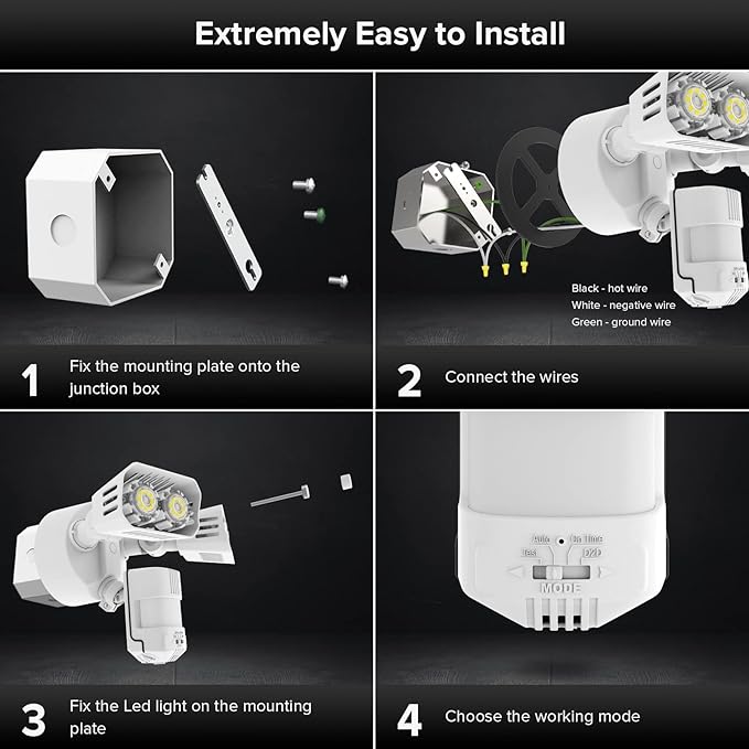SANSI 18W 1800LM LED Motion Sensor Outdoor Lights, Energy Saving Security Light, 200W Equiv. 5000K Dusk to Dawn Flood Light, 50,000 Hours Lifespan, IP65 Waterproof for Yard, Doorway, White, Eco Series