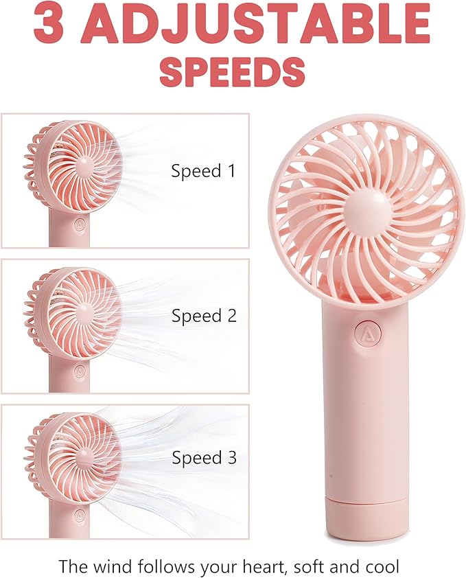 6 Pcs Mini Handheld Fan Bulk, 3 Speed Portable Personal USB Rechargeable Fan, Battery Operated Small Pocket Eyelash Fans for Women Men Makeup Travel Indoor Outdoor Summer
