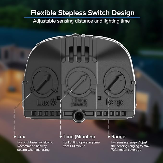 SANSI 7000LM Brightness Motion Sensor Outdoor Lights, 54W 5000K IP65 Waterproof LED Flood Light Outdoor, 700W Equiv Dusk to Dawn Security Lights 72FT Adjustable 2 Head 8 Lights, Yard Garage, Hardwired