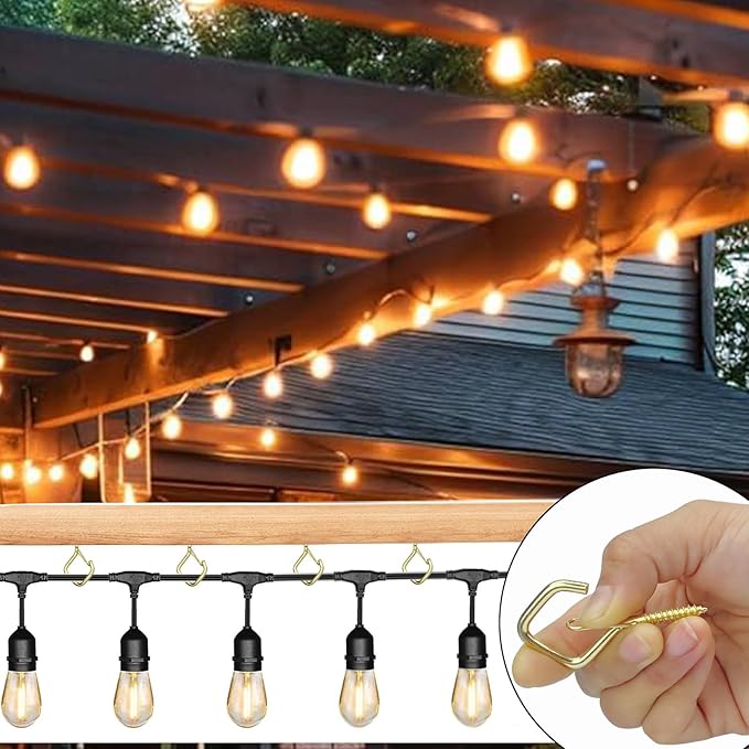 60 Pcs Gold Eye Hooks Screw Heavy Duty,Ceiling Hooks for Hanging Plants,String Lights,Cup,Wind Chime,Bird Feeders. Plant Hanger Indoor&Outdoor