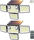 4500LM Solar Lights Outdoor Waterproof, 254 LED Solar Flood Lights Outdoor with 2 Motion Sensor, 4 Heads Security Light with Remote Control for Yard Outside House Garage 2 Pack