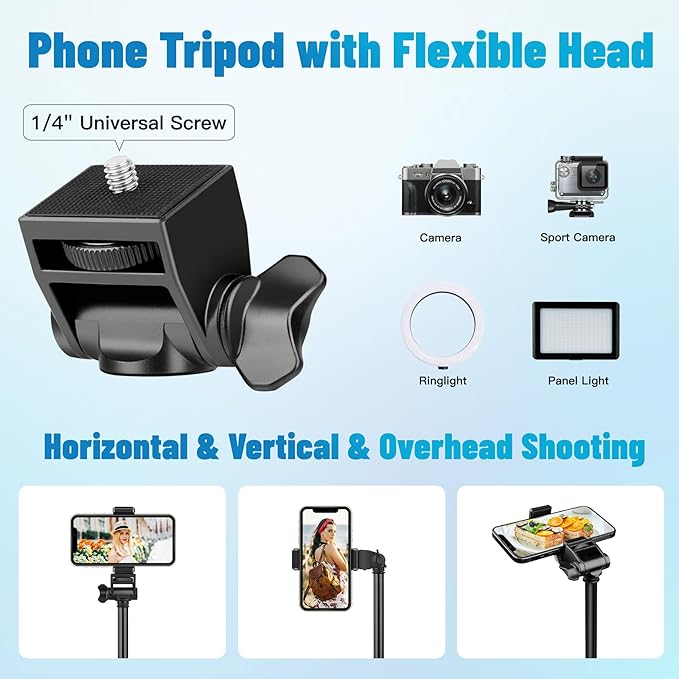 Victiv Phone Tripod, 70" Tripod for iPhone with Remote and Phone Holder, Sturdy & Stable, Adjustable Camera Stand & Selfie Stick Mode, Perfect for Selfies/Recording/Vlogging/Live Streaming