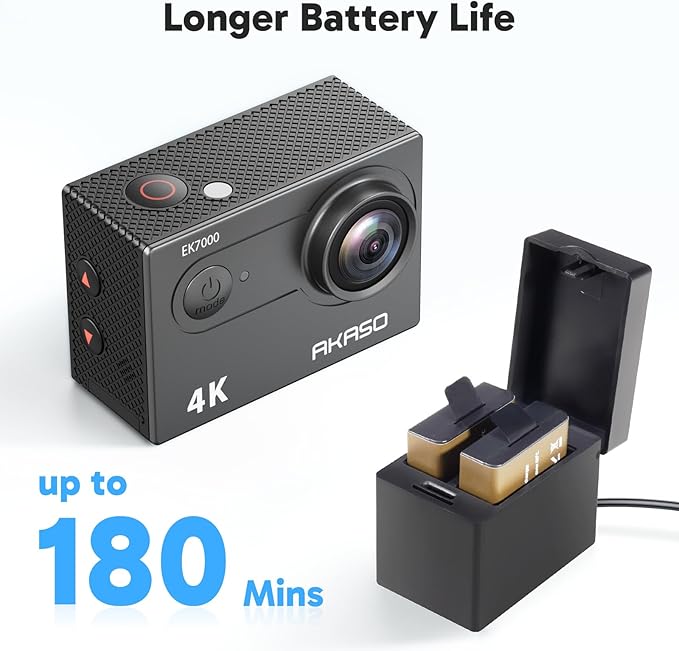 AKASO EK7000 4K30fps Action Camera - 131ft Waterproof Camera with Remote Control 4X Zoom Ultra HD 20MP Underwater Camera with Accessories Kit
