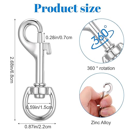 Kifmurase 50 Pcs Swivel Snap Hooks for Dog Leash, Heavy Duty 2.68 Inch Flag Clasp Single Ended Swivel Clip, Multipurpose Bolt Snap for Keychain Camera Trap Linking Pet Leash (Classic Style)