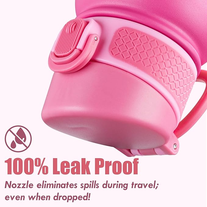 OLDLEY 20 Oz Insulated Stainless Steel Water Bottle For Kids, With Straws Leak-proof, Kids Water Bottles For School Boys Girls,Pink