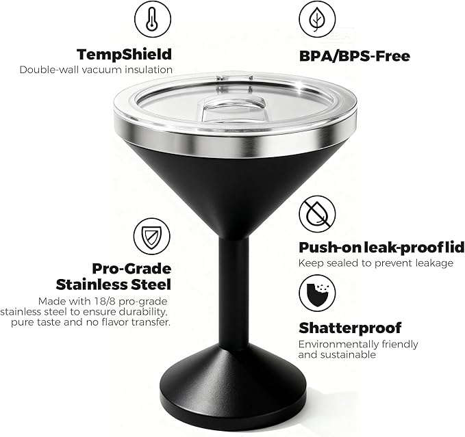 Stainless Steel Martini Glass (Black)