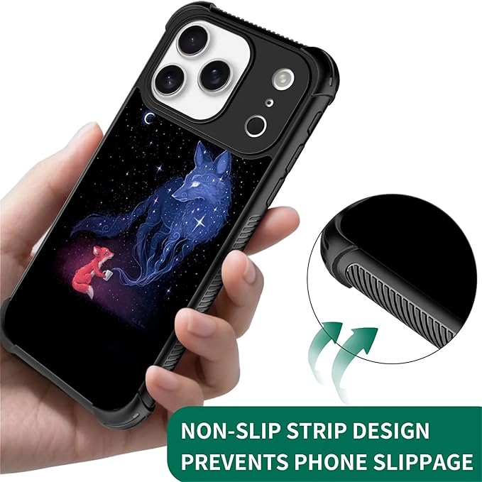 for iPhone 17 Pro Case,for MagSafe Graphic Design for Girl Boy Soft Silicone Hard Acrylic Shock Protection Designed for iPhone 17 Pro Galaxy Fox Wolf Pattern