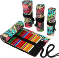 Funny live 24/36/48/72 Slots Colored Pencil Wrap Roll up Pen Holder Case Drawing Coloring Pencil Roll Organizer Stationery Case for Student Artist Traveler (Fallen leaves, 72 Slots)