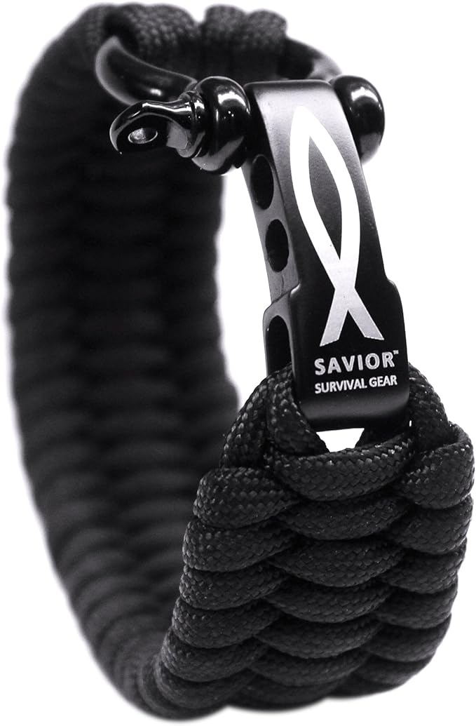 Savior Survival Gear Paracord Bracelet with Stainless Steel Adjustable Shackle