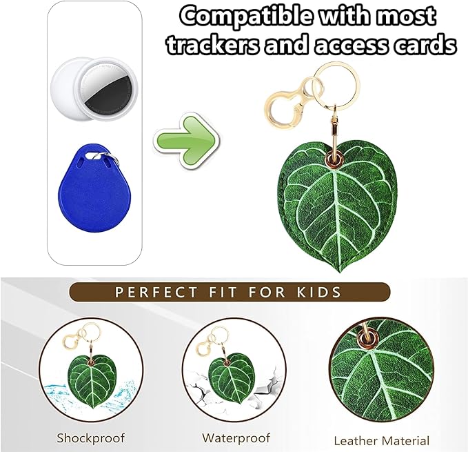 Leather Keychain Holder Case Compatible with AirTag,Cute air tag Cover with Keychain Ring,GPS Tracker Case for Keys