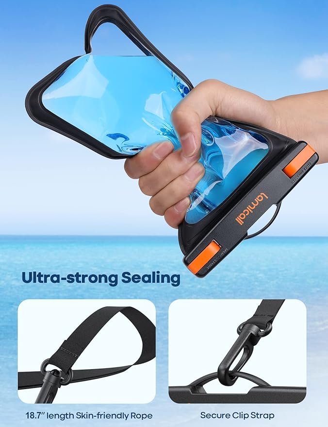 Lamicall Large Size Waterproof Phone Pouch Case - [ Big Case Friendly ] for Galaxy S25 Ultra, S22 23 S24 Ultra with Case, for iPhone 17 16 15 14 13 Pro Max, Plus Mini, Gift for 7.5" Devices