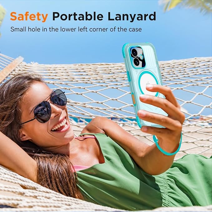 WIFORT for iPhone 17 Waterproof Case, [Fit for Magsafe] with Sapphire Lens & Screen Protector, IP68 Full Body 15FT Military Shockproof, Magnetic Frosted Phone Cover with Lanyard, 6.3" Teal