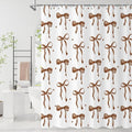 Brown Bow Shower Curtain, Brown and White Modern Aesthetic Bowknot with Polka Dot Cute Girly Bathroom Curtain Waterproof Fabric Machine Washable with Hooks, 48" Wx72 L