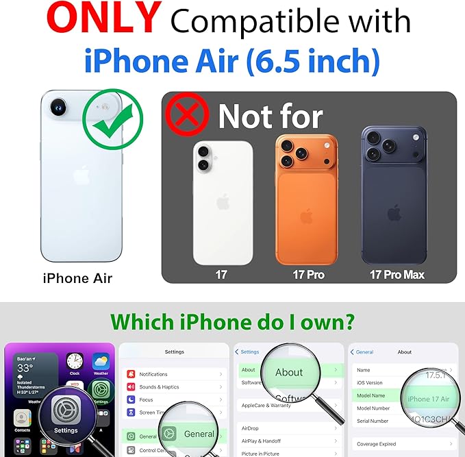 SPORTLINK for iPhone Air Case, IP68 Waterproof Military Protective Full Body Heavy Duty Shockproof 360 Sealed Dustproof with Camera Screen Protector Phone Cover for iPhone Air 6.5" Mag/Frosted Clear