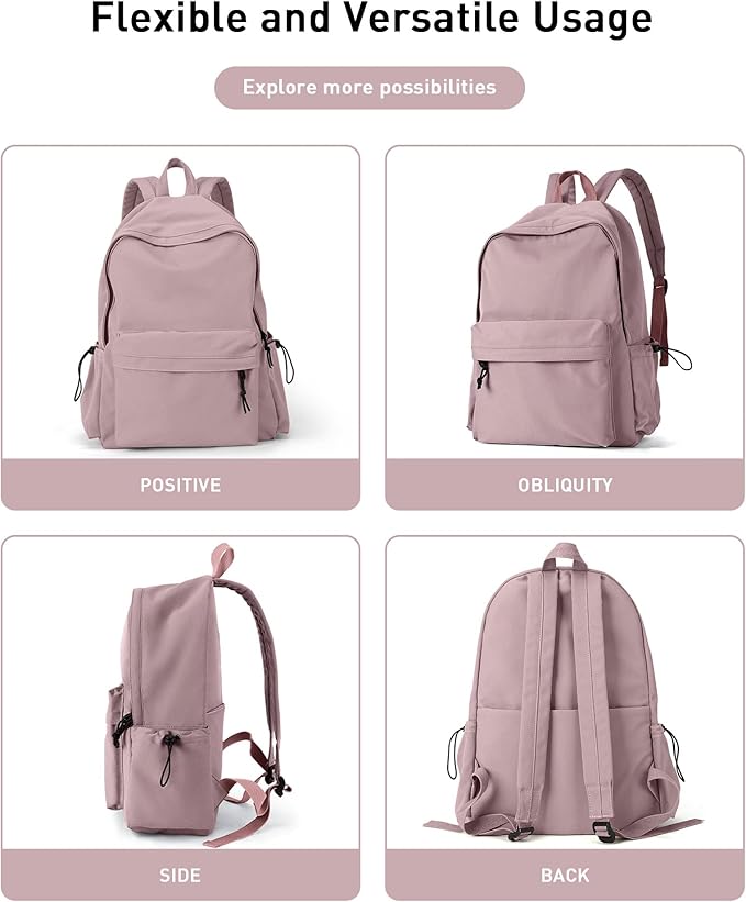 BJLFS Purple Backpack for Girls Women, Waterproof High School Bookbag, Lightweight Casual Travel Daypack,Classic Basic College Backpack, Middle School Bag for Teen Girls Boys Cute Back Pack