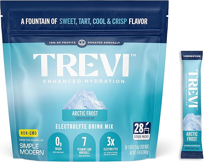 TREVI™ Everyday Sugar Free Electrolytes - Essential Drink Mix Hydration Powder Packets - 28 Count - Arctic Frost