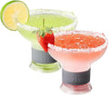 Frozen Margarita & Cocktail Chiller Glasses | Set of 2 | 12 OZ Unbreakable Tritan Acrylic, Double Wall Plastic Insulated Glass to Keep Your Drink Cool with Freeze Gel Glass, SiliconeHolder (12 OZ)