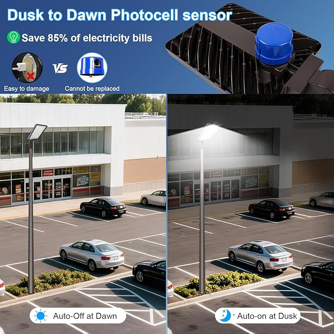 240W LED Parking Lot Light,ETL Listed 36000LM LED Flood Lights Outdoor Dusk to Dawn 5000K 100-277V Slip Fitter IP65 Waterproof Shoebox Pole Street Light Commercial for Yard Driveway 4 Pack