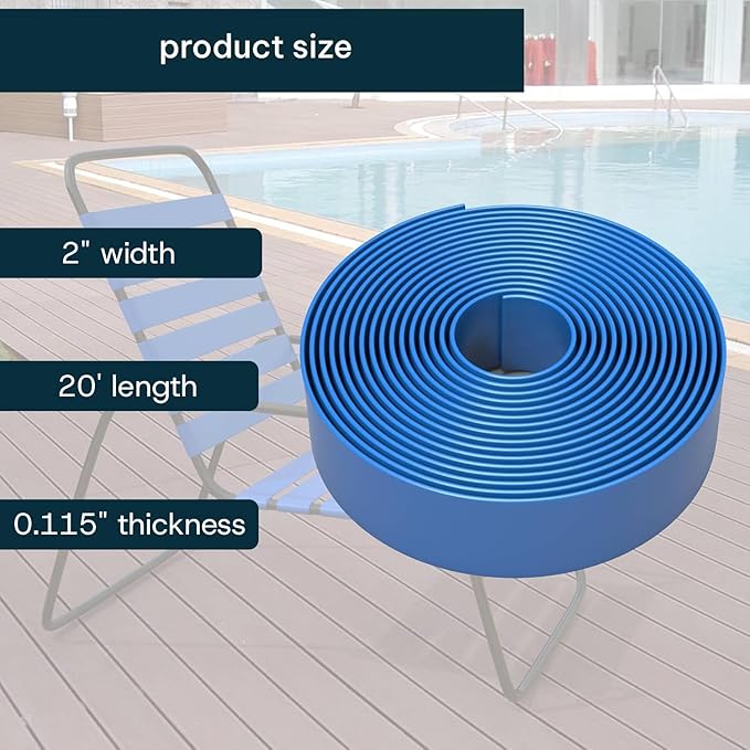 2 Inch Wide, 20ft Long Vinyl Strap - Replacement Straps for Patio Chairs - Vinyl Strapping for Patio Furniture Repair - Durable Seat Repair Kit for Lawn Chairs, Outdoor Furniture (Royal Blue)