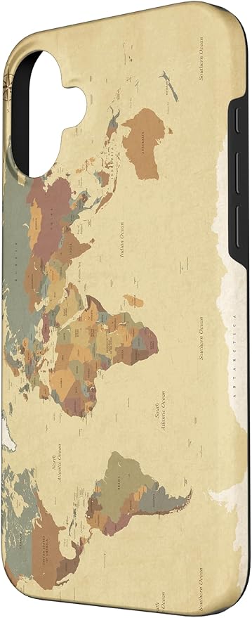 Globe Map Smartphone Cell Cover Gift World Map Pattern Phone Case for iPhone 16 Plus