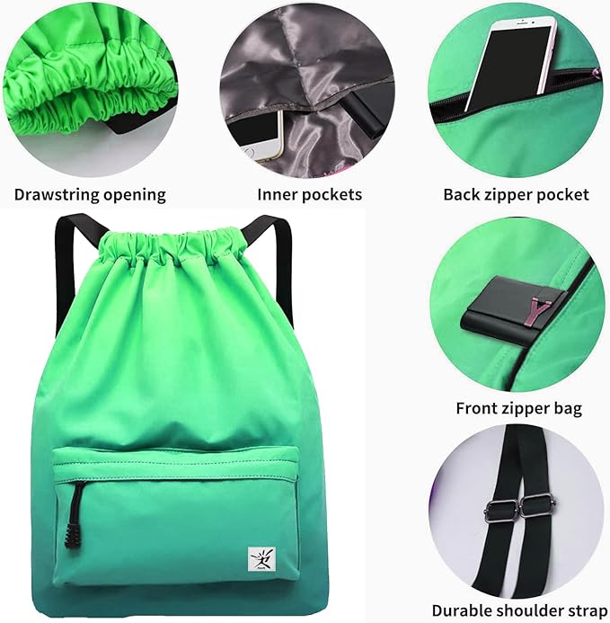 Waterproof Drawstring Bag, Gym Bag Sackpack Sports Beach Backpack for Men Women