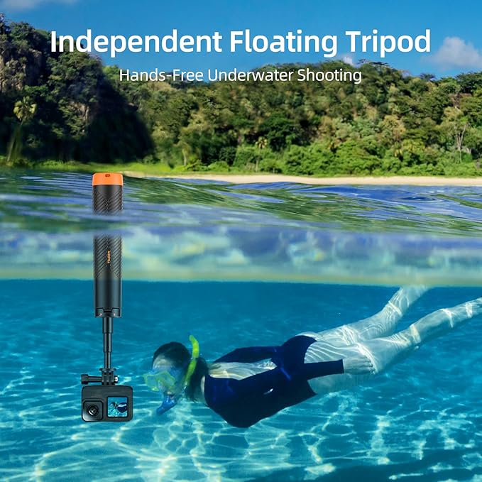 TELESIN 4 in 1 Selfie Stick Floating Hand Grip Tripod Waterproof Extendable Selfie Monopod for GoPro Hero 13, 12, 11, 10, 9, 8, DJI OSMO Action 6 5 Pro 4 3、Insta360 Ace Pro 2 and Most Action Camera