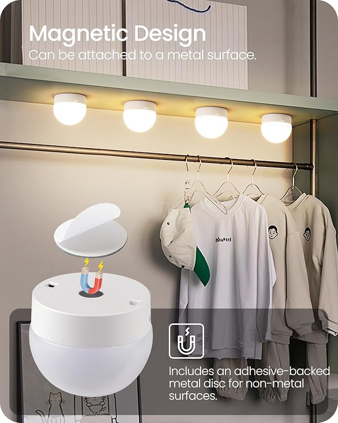 Rechargeable Light Bulbs with Remote Control 4 Packs, Battery Operated Light Bulbs with Timer & 3 Color Temperature, Dimmable Detachable Wireless LED Bulb for Lamp, Non-Hardwired, W01YBP406