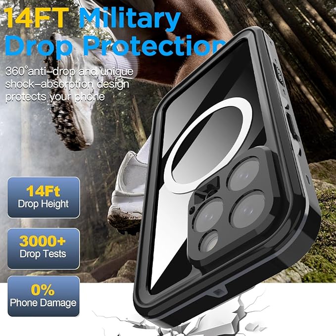 AICase Waterproof Case for iPhone 16 Pro Max(6.9") with MagSafe Clear Water Proof,Snowproof,Dustproof and Shockproof,IP68 Real 360 Full Body Protection Underwater Cover for iPhone 16 Pro Max