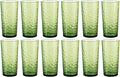 24-ounce Plastic Tumblers, Acrylic Drinking Glasses High-Balls, set of 12 Green, Reusable Plastic Cups, Hammered Style Stackable, BPA-Free, Shatter-Proof, Dishwasher-Safe