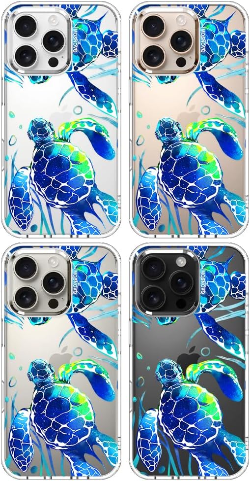MOSNOVO Case for iPhone 16 Pro, [Buffertech 6.6ft Military-Grade Drop Protection] [Anti Peel Off Tech] Clear TPU Bumper Phone Case Cover Design - Sea Turtles