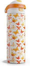 ENCOOL Leakproof Insulated Water Bottle with Straw Dual-Sip Water Bottle Bag-Safe Design for Work, Commute & Gym – Keeps Drinks Cold All Day, 24 oz, Sunset Butterflies