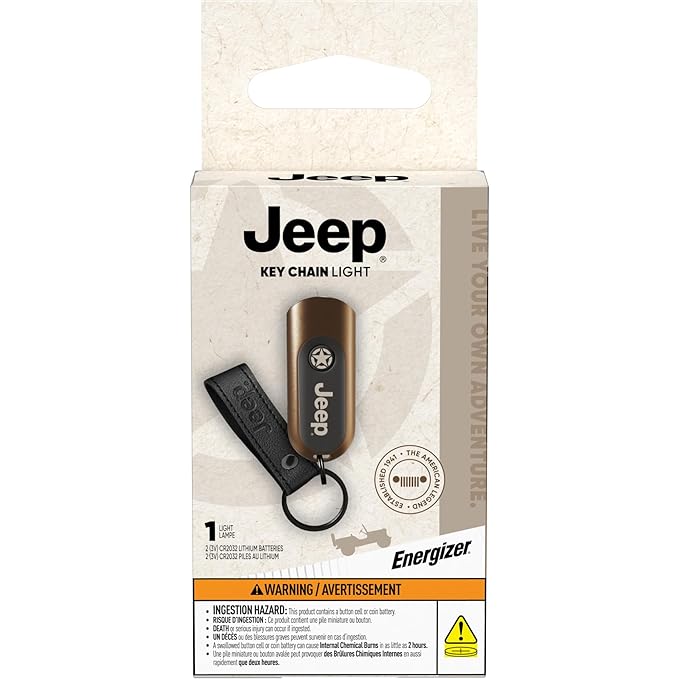 Energizer Jeep Keychain Flashlight, Bright Compact Portable Flashlight Keychain, Touch Tech Auto-Off Feature