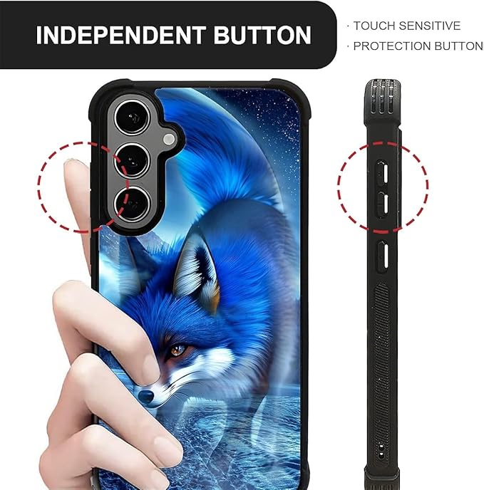 for Samsung Galaxy S24 S25 Plus Case, Snowy Mountain Fox Lake Pattern Graphic Design Girl Boy Soft Silicone Hard Acrylic Shock Protection for Samsung Galaxy S24 S25 Plus