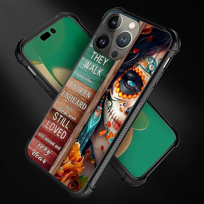 for iPhone 13 Pro Max Case, Sugar Skull Day of Death Halloween Pattern Graphic Design Girl Boy Soft Silicone Hard Acrylic Shock Protection for iPhone 13 Pro Max