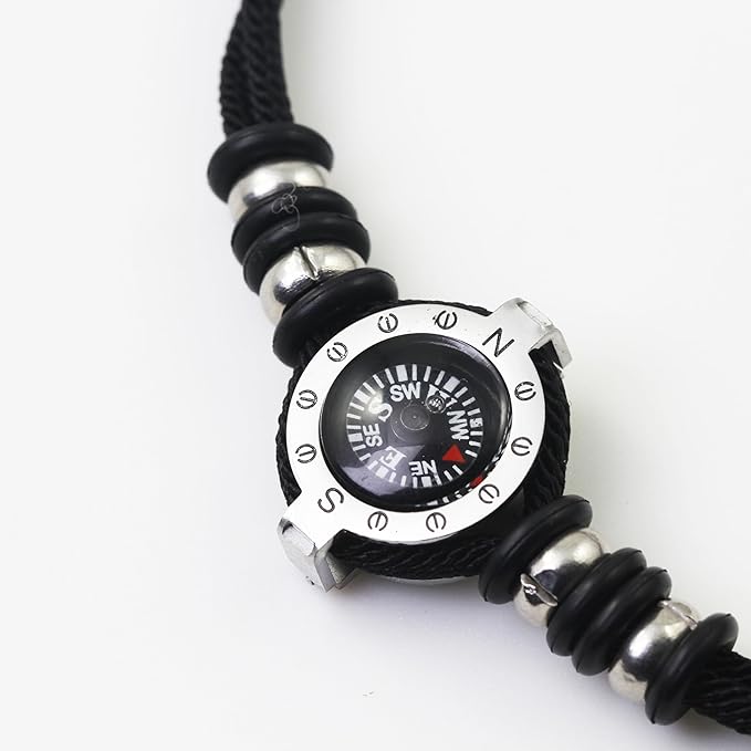 Innocence Adjustable Paracord Wrist Compass Bracelet For Men Women Outdoor Sports Camping Survival Jewelry (Black)