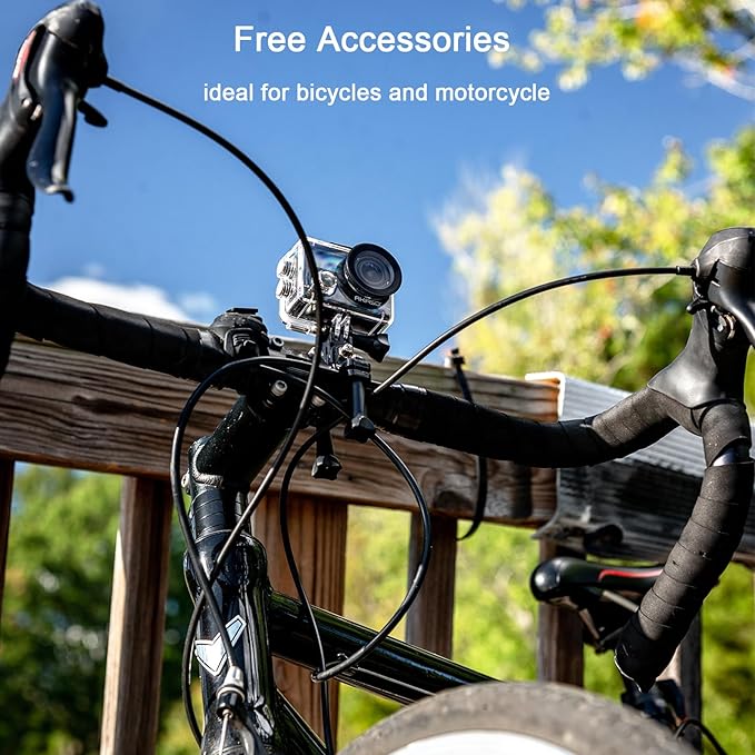 AKASO Brave 4 Action Camera 4K 30fps Ultra HD WiFi Sport Cameras with 170° FOV, Image Stabilization, 131FT Waterproof Underwater Camera with 2x1050mAh Batteries, Helmet Accessories Kit