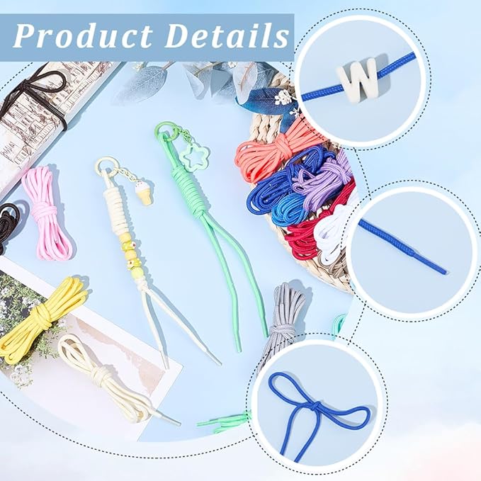 32 Strands 16 Colors 4mm Paracord Keychain Rope Keychaincord 105 FT Polyester Multifunction Rope String Shoelace Cord for Keychain Making Lanyard Purse Handbag Decoration Accessories DIY