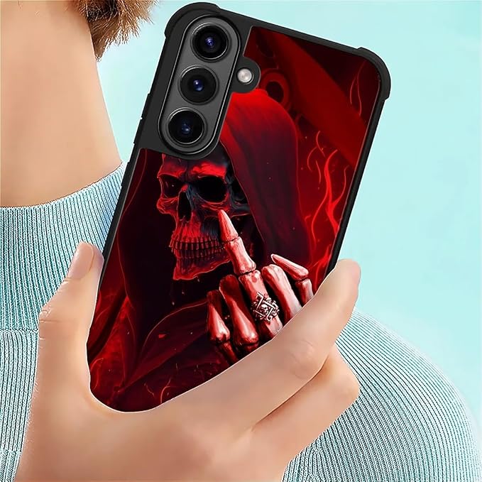 for Samsung Galaxy S26 Case,Graphic Design for Girl Boy Soft Silicone Hard Acrylic Shock Protection Designed for Samsung Galaxy S26 Gestures Funny Skull Pattern