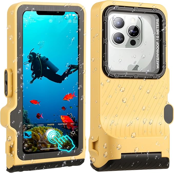 33ft Snorkeling Phone Case, Gen 4 IP68 Waterproof Housing for iPhone 16/15/14/13/12/11 Pro Max Samsung Galaxy S24/S23/S22, Touchscreen Full Protection
