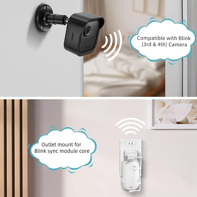 All-New Blink Outdoor Camera Wall Mount,5 Pack Weatherproof Housing, 360 Degrees Adjustable Bracket with Sync Module Core Mount for Blink Outdoor 2K+, 4th & 3rd Gen , Black(Camera is Not Included)