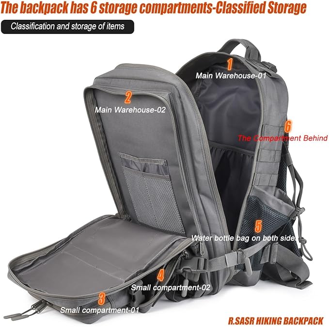 45L Tactical Backpack for Men Women, Military Assault Pack with MOLLE, Large 3 Day Bug Out Bag for Hiking Camping