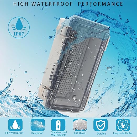 Outdoor Waterproof Electrical Box Junction Box Weatherproof IP67 ABS Plastic Enclosure Switch Router Project Box Electronics Enclosure with Mounting Plate Wall Bracket Clear 7.9"x3.9"x2.8"