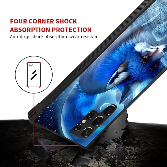 for Samsung Galaxy S22 Ultra Case, Snowy Mountain Fox Lake Pattern Graphic Design Girl Boy Soft Silicone Hard Acrylic Shock Protection for Samsung Galaxy S22 Ultra