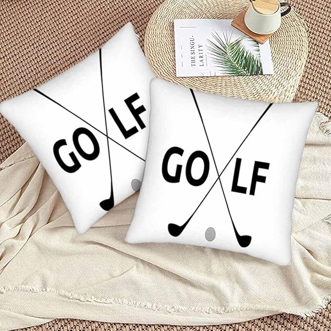 Black Golf Clubs Pillow Covers 18 X 18 Sports Themed Decor Symbol Golf Set of 2 Pillow Cases Square Velvet Outdoor Throw Cushion Pillowcases Decorative for Home Bed Sofa Couch Hotel
