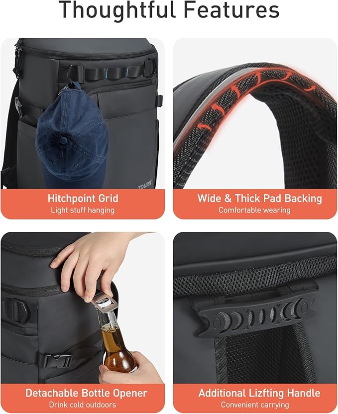 TOURIT Cooler Backpack Lightweight Insulated Backpack Cooler Leak-Proof for Men and Women, Sports Fan Coolers